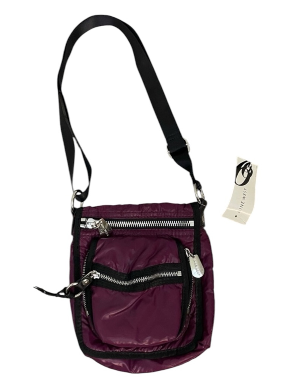 Nine West Nylon Crossbody Shoulder Bag NWT Purple Black Casual Everyday Purse